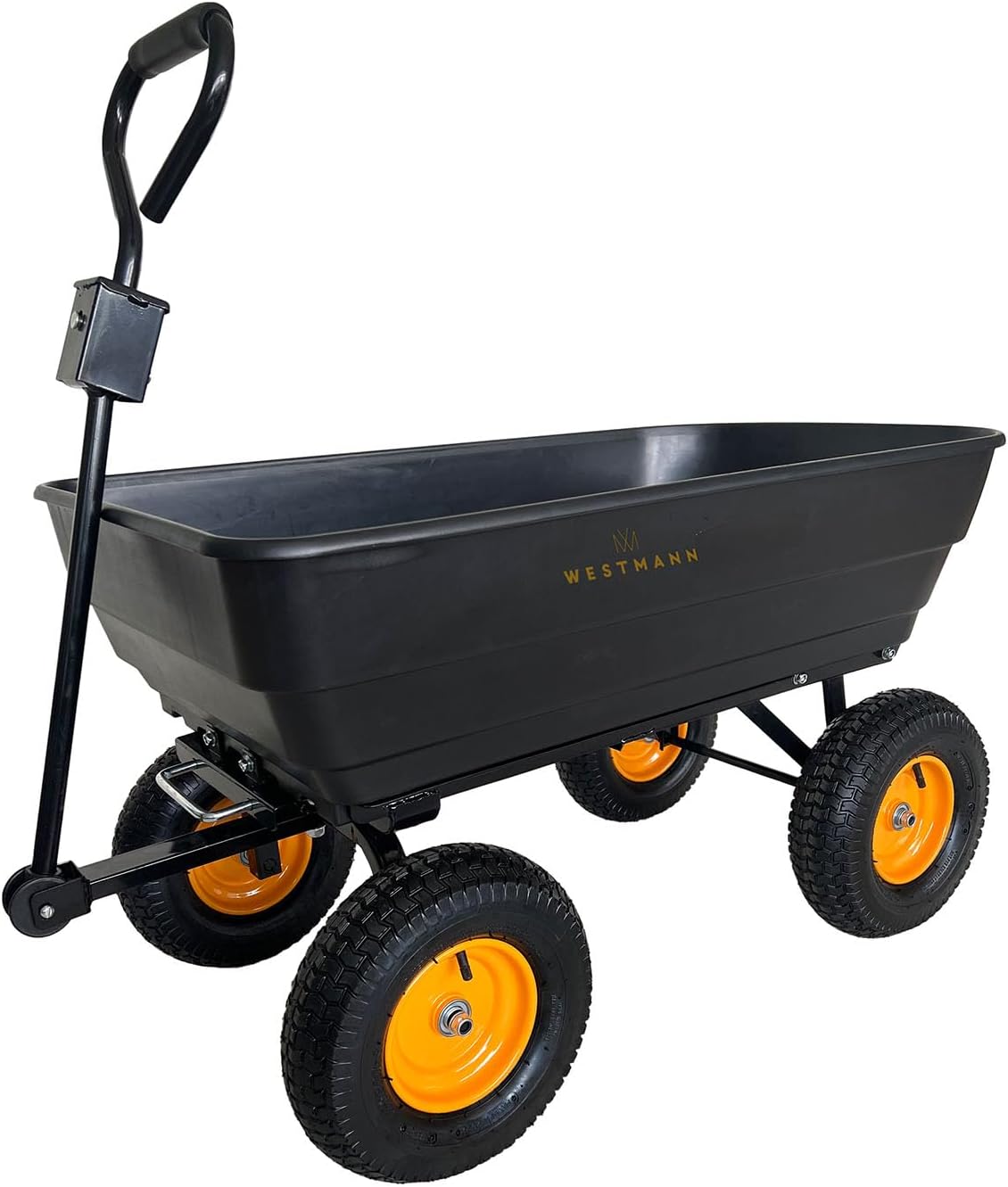 Westmann Prakta M Gartenwagen | Kunststoffkarre mit Kippfunktion | 125 L | 300 kg Tragkraft | Luftreifen & Zugstange