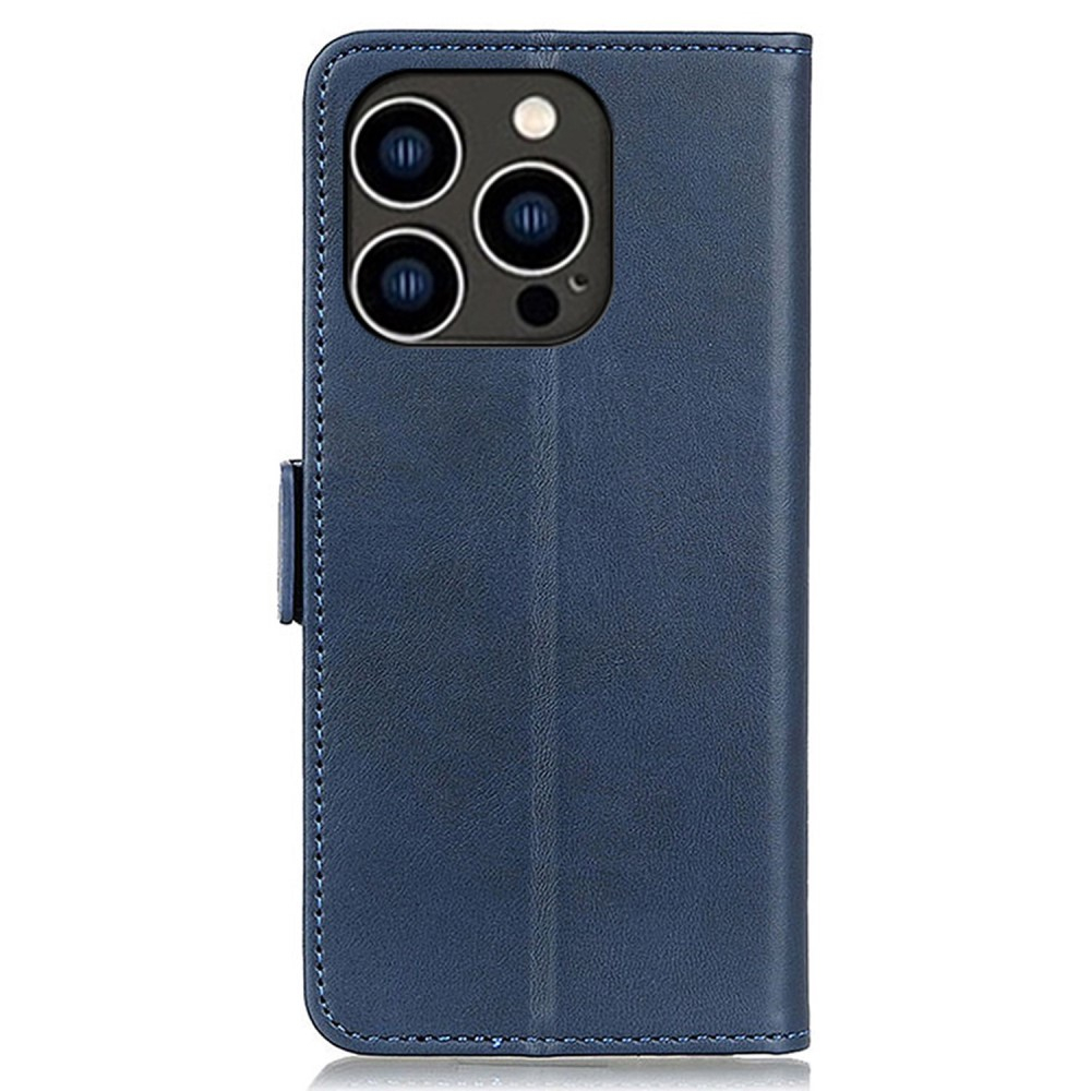 iPhone 14 Pro Vintage Leder Tasche Flip Cover mit Kartenfächer - Dunkelblau
