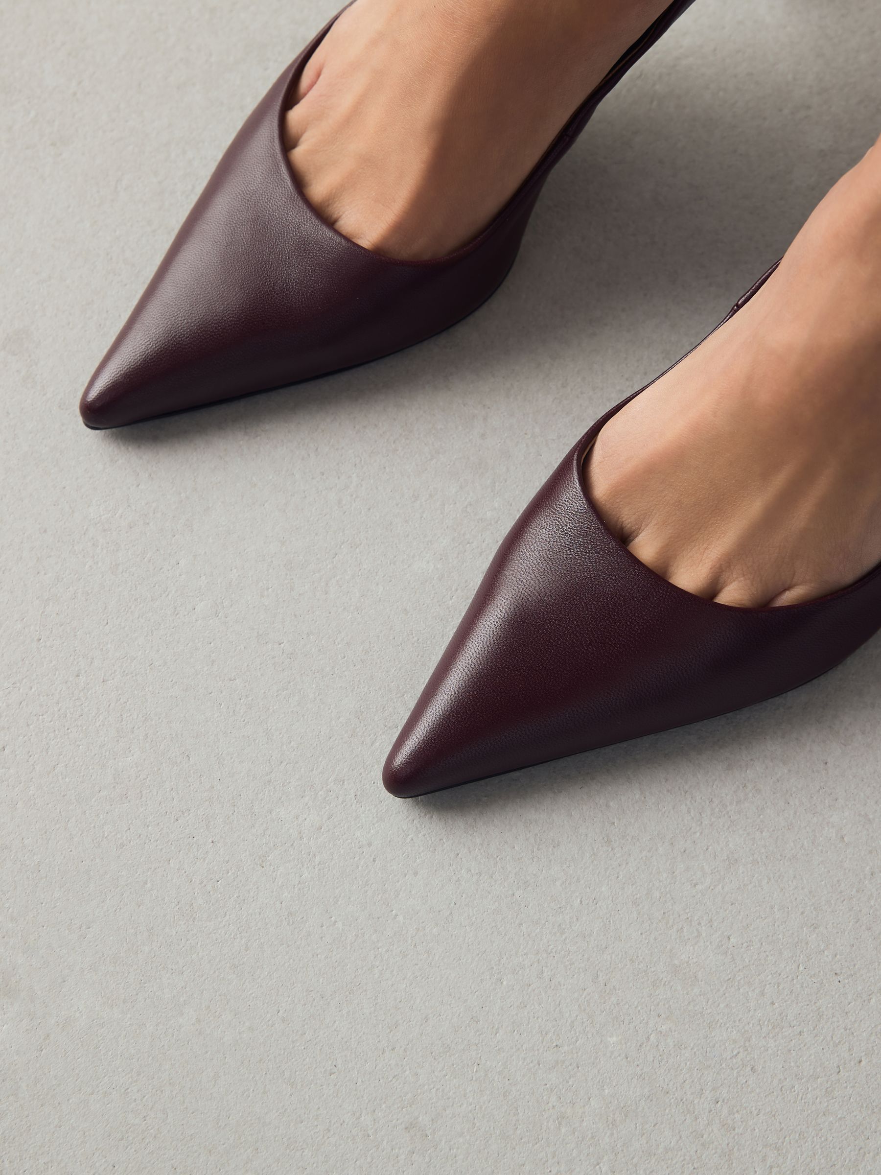Bordeauxrood - Leren mid-court pumps