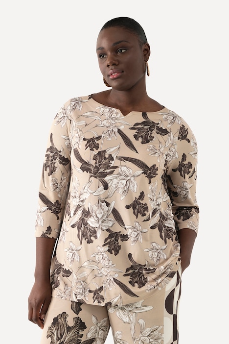 Slinkyshirt, A-Linie, U-Boot-Ausschnitt, 3/4-Arm