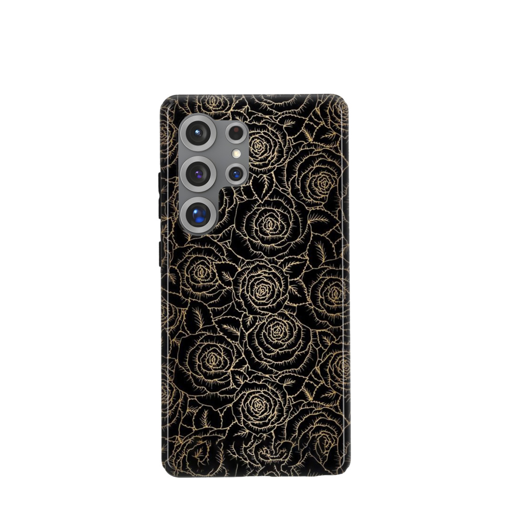 Samsung Galaxy S25 Ultra Hybrid (Kunststoff / Gummi) Hülle Rosenzauber 1 - Schwarz