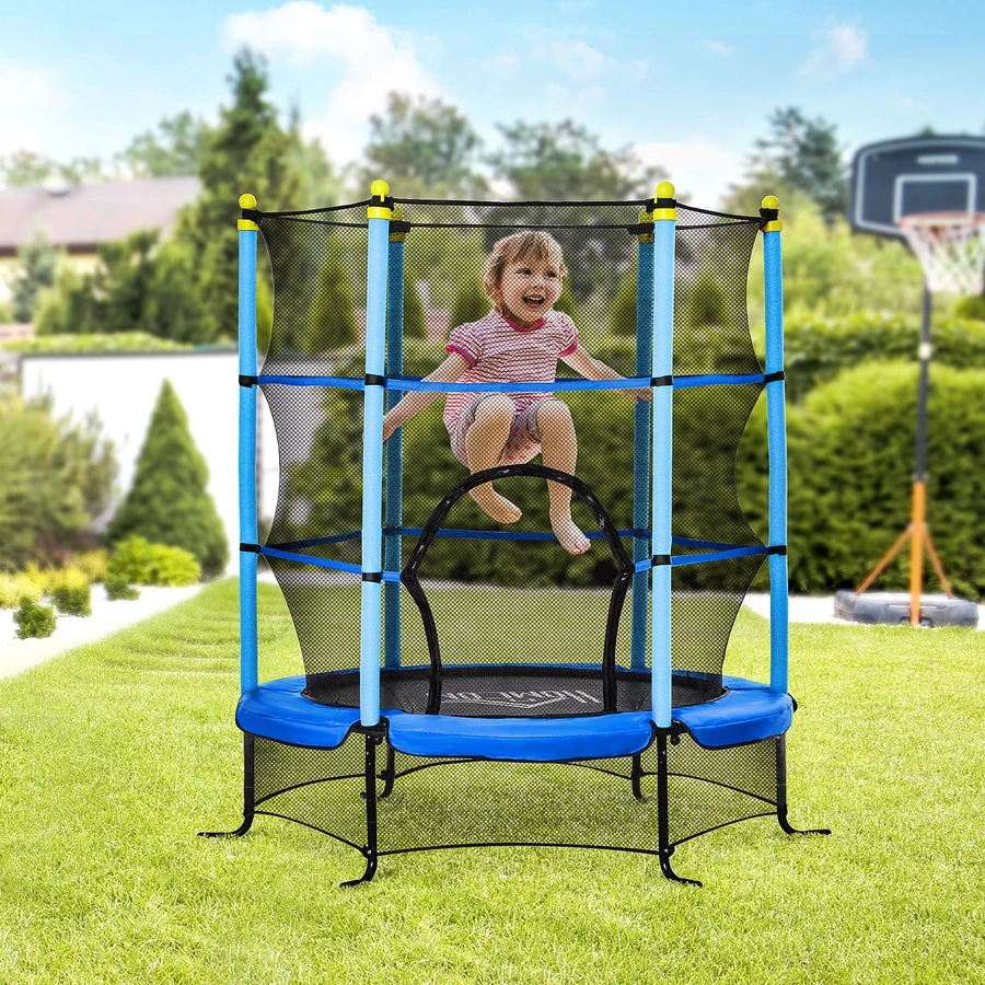 HOMCOM Trampolin mit Sicherheitsnetz blau
