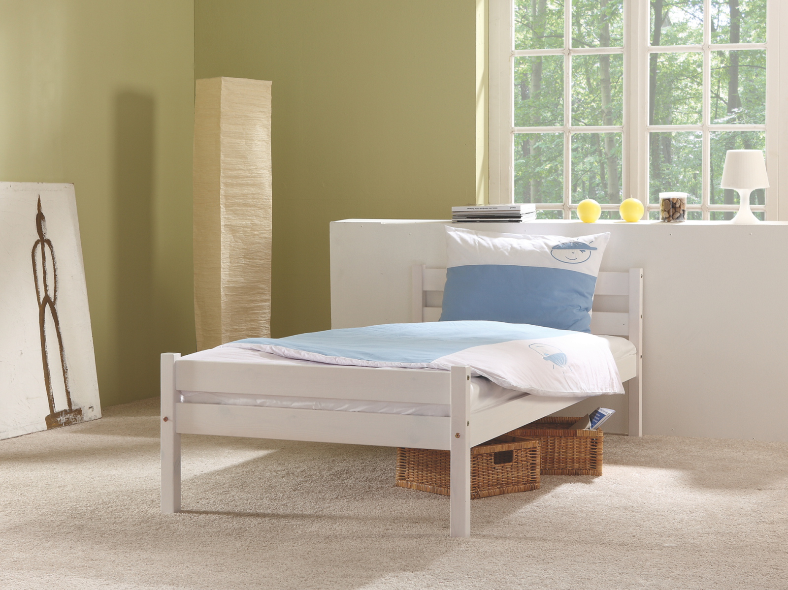 Bett HELGA - Buche massiv weiß - 90x200 cm