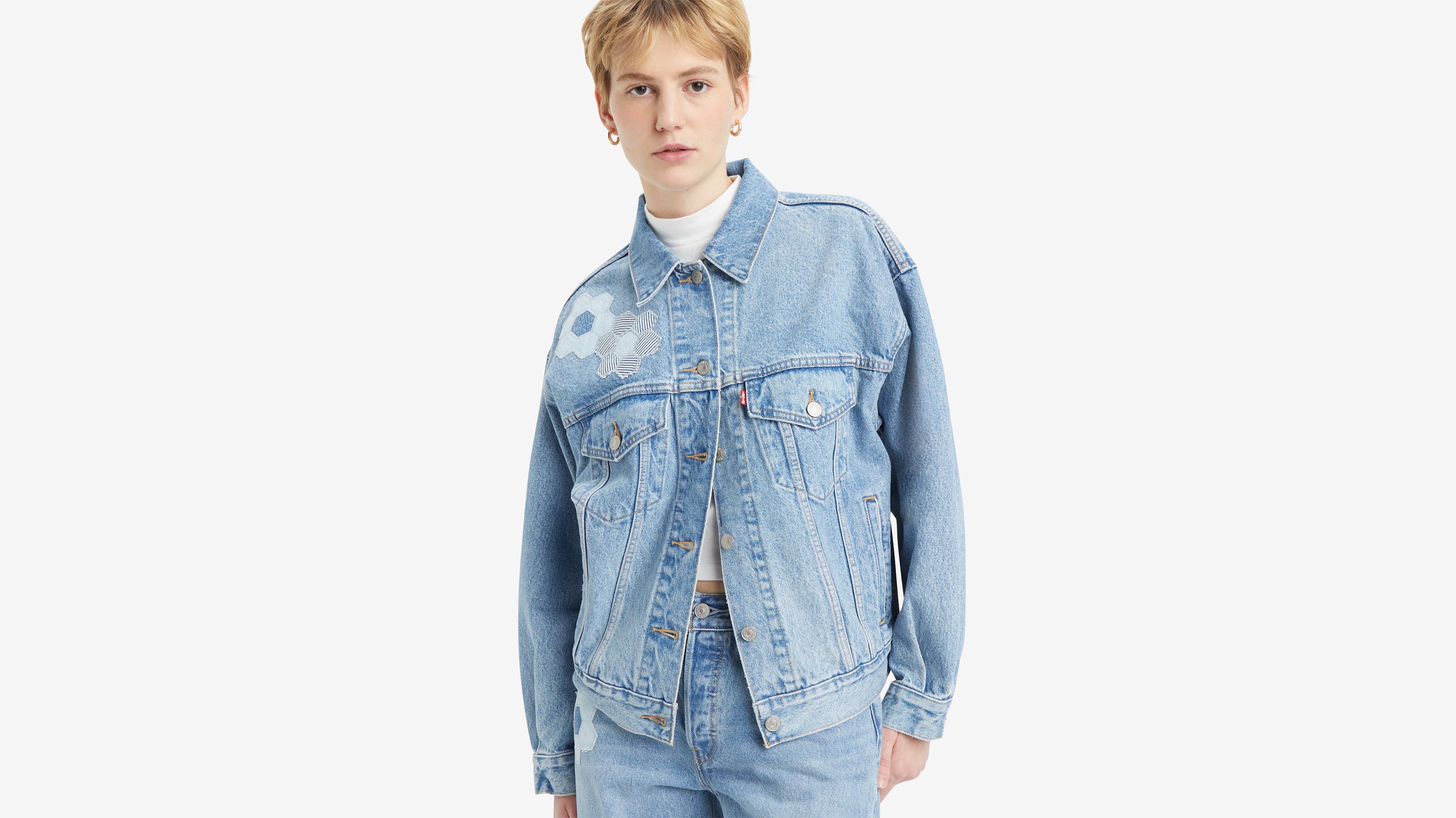 Veste Trucker ’90 - Geo Florals Trucker - Bleu