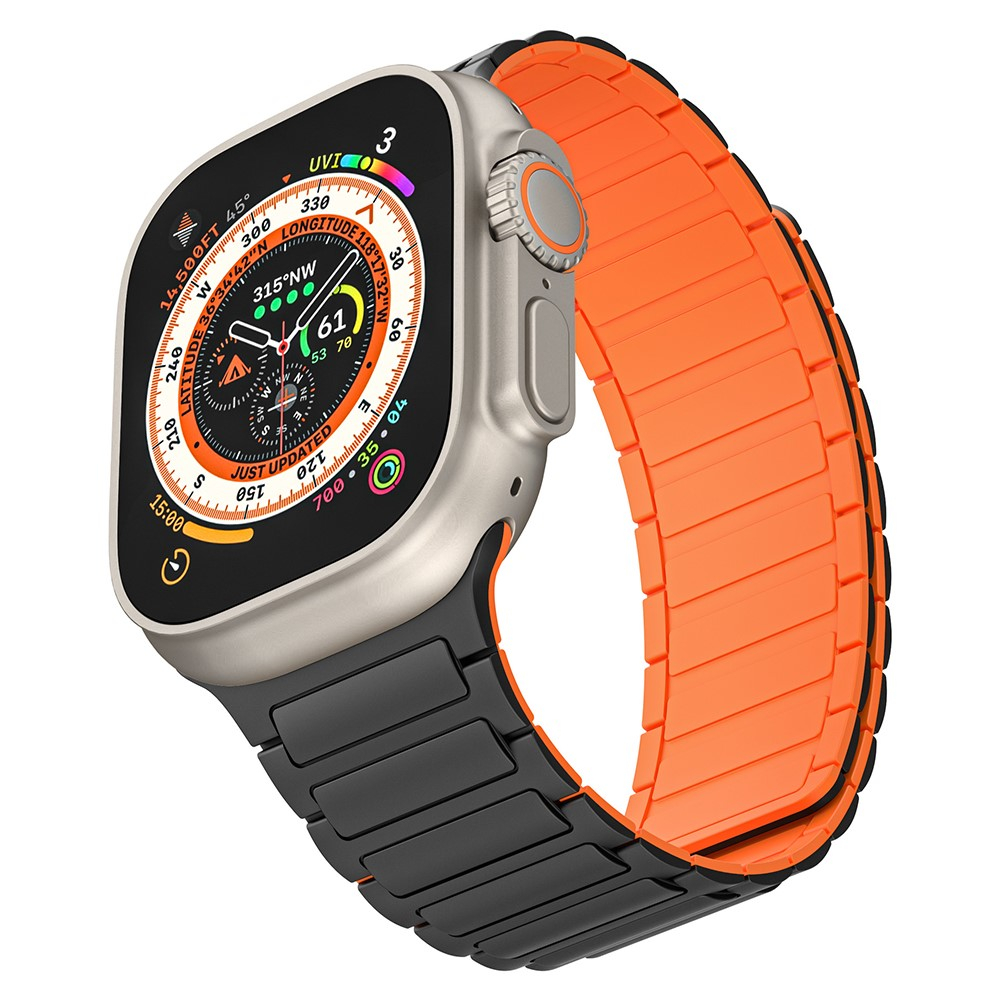 Apple Watch (42/41/40/38 mm) Silikon Glieder Armband mit Magnetverschluss (Gelenkumfang: 180-250mm) - Beige / Orange