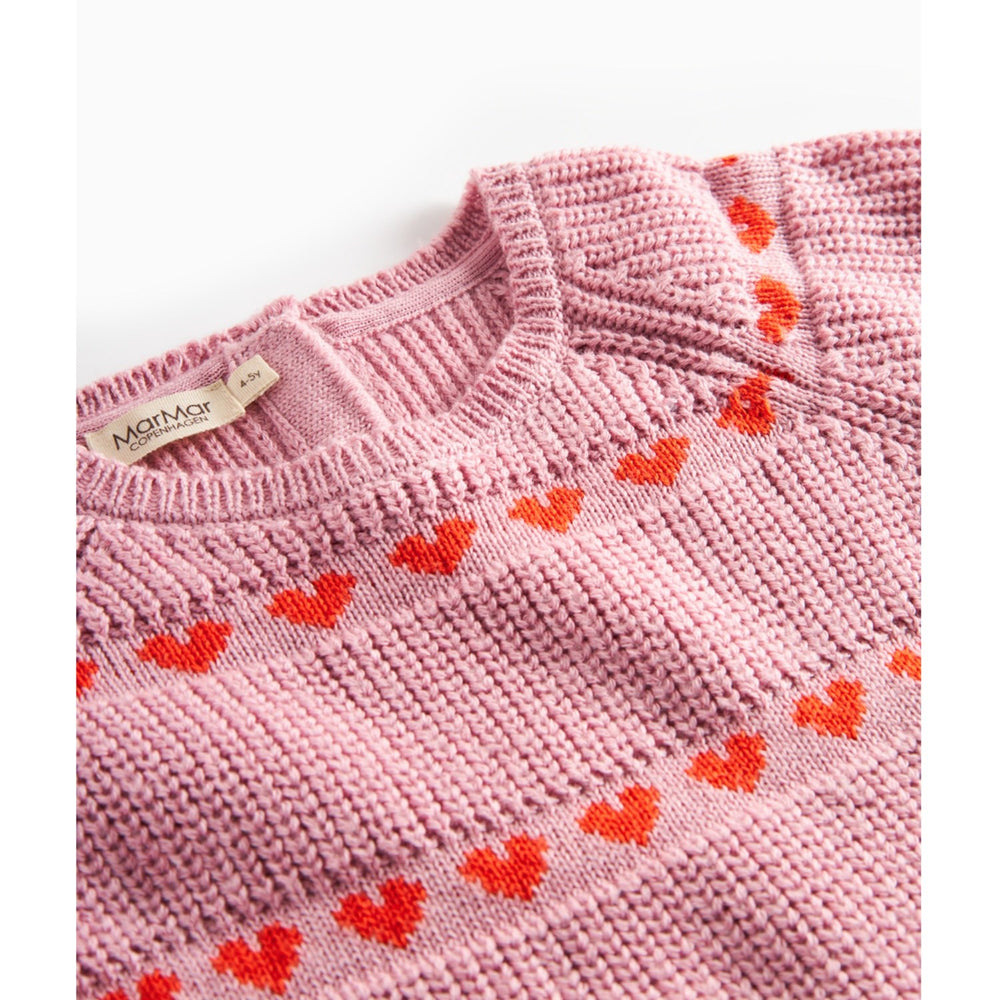 Køb MarMar Light Cotton Wool Pattern Soft Berry Hearts Daso Strik Kjole