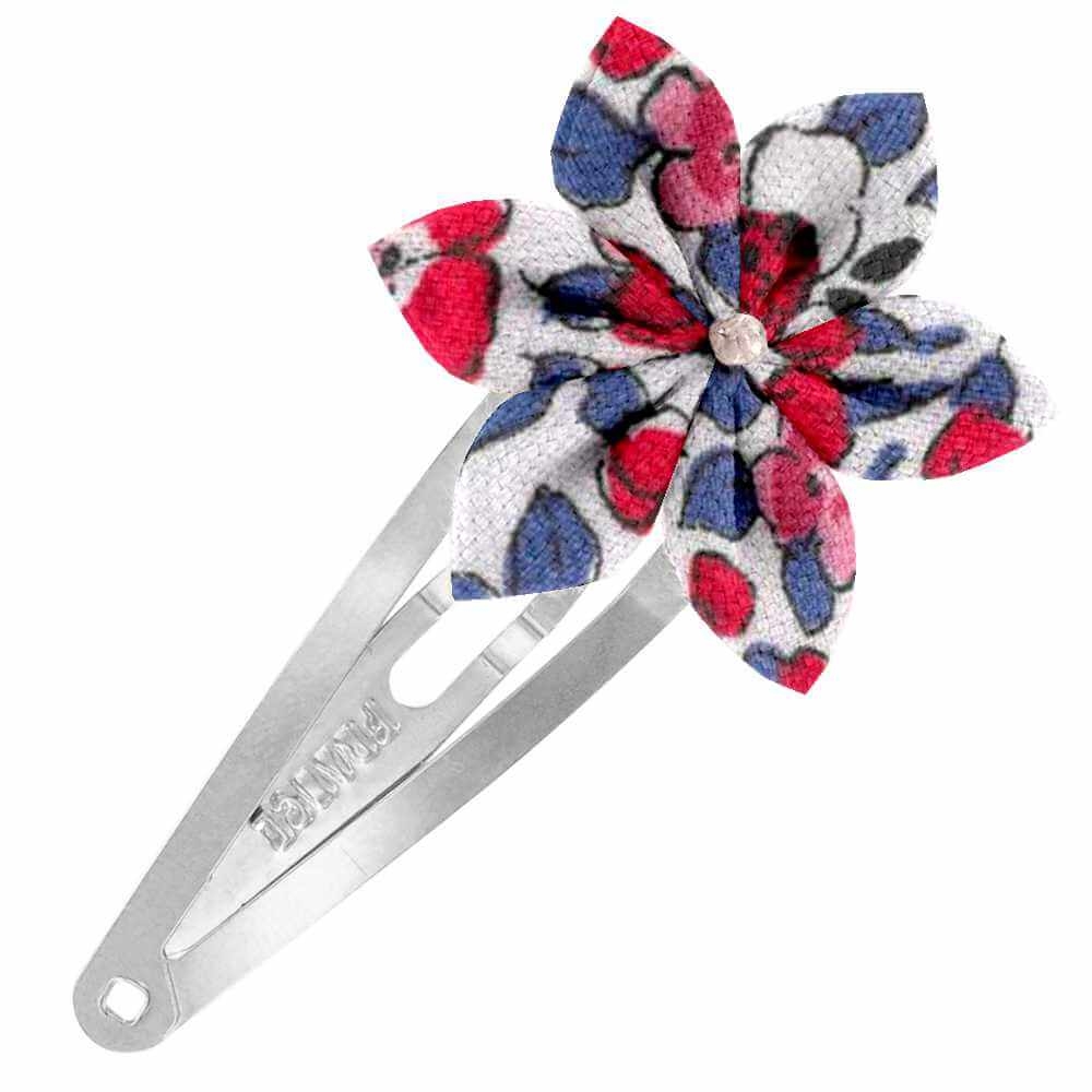 Barrette Clic-Clac Fleur Étoile Rouge Corolle