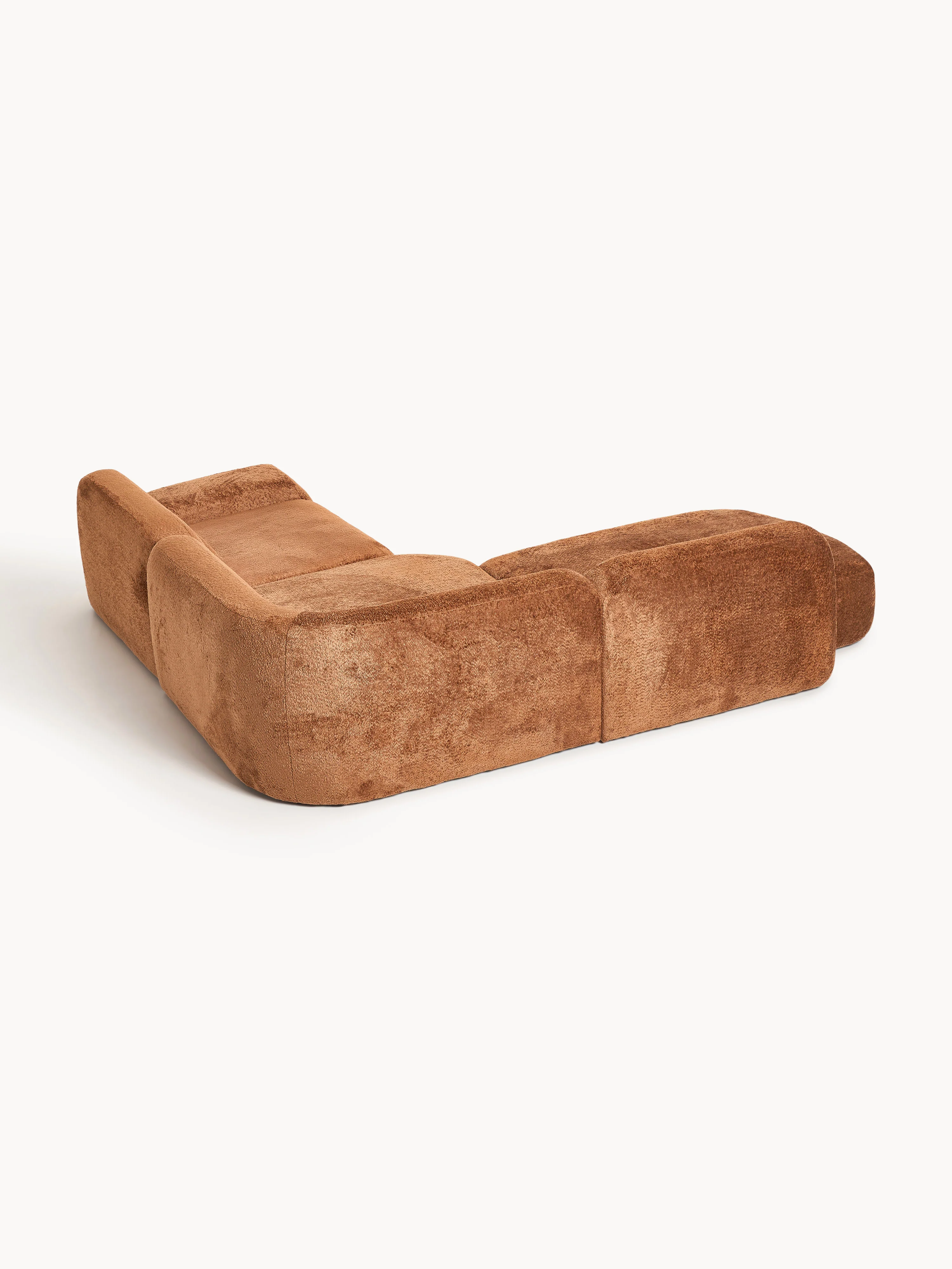 Modulaire teddy-bouclé hoekbank Wolke (4-zits) met chaise longue