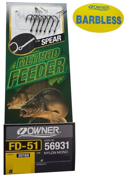 Bas de ligne Owner 50168-FD51 Spear Feeder Barbless (10cm) (6 pcs)
