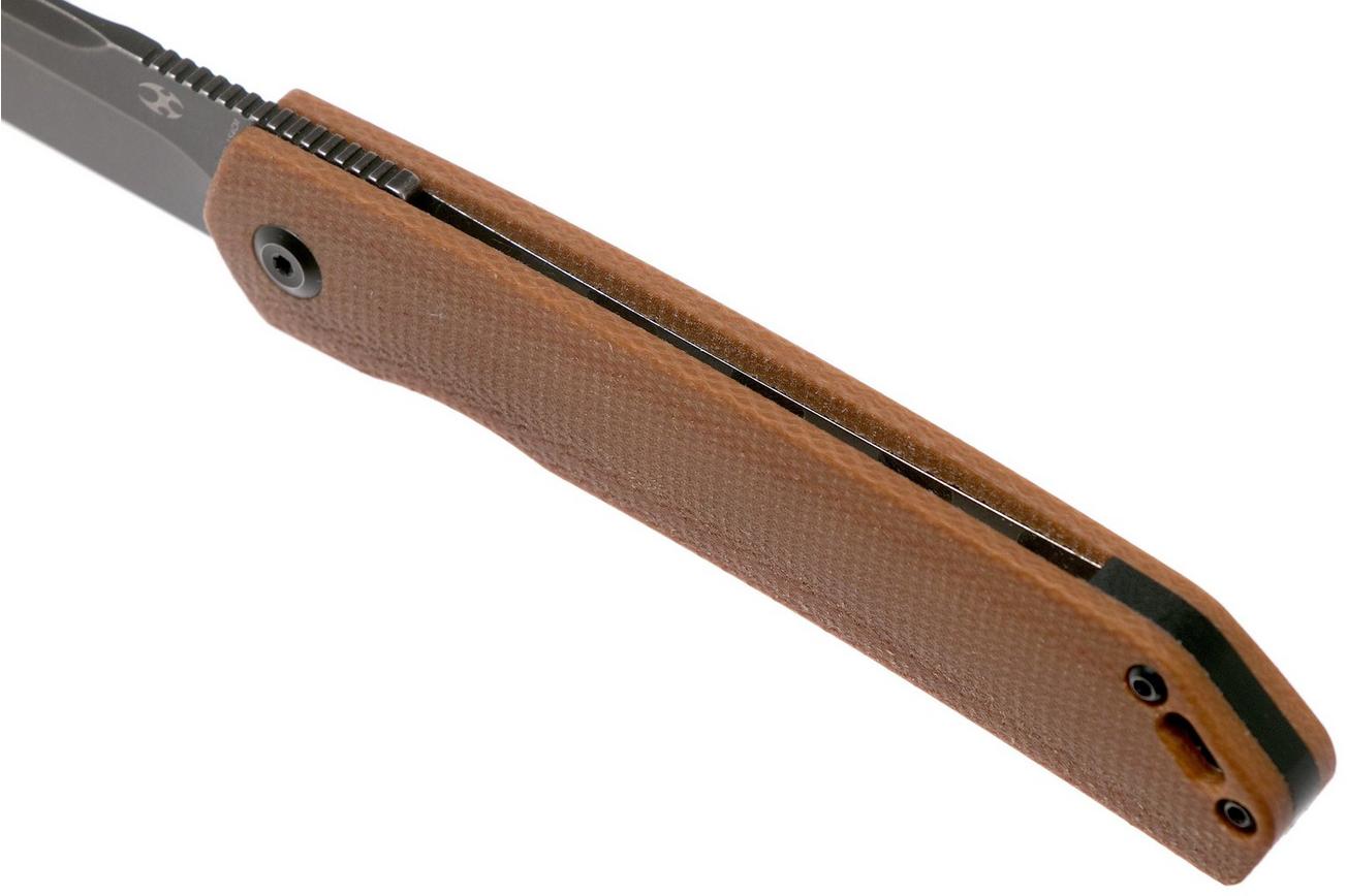 Kansept Hazakura T1019C5 Brown Micarta zakmes, Max Tkachuk design