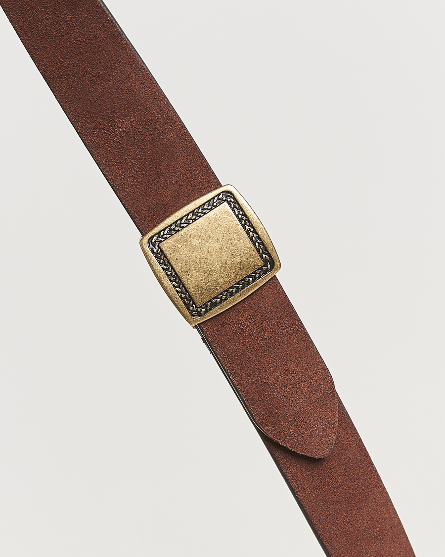 Anderson's Suede Buckle Belt 3cm Dark Brown