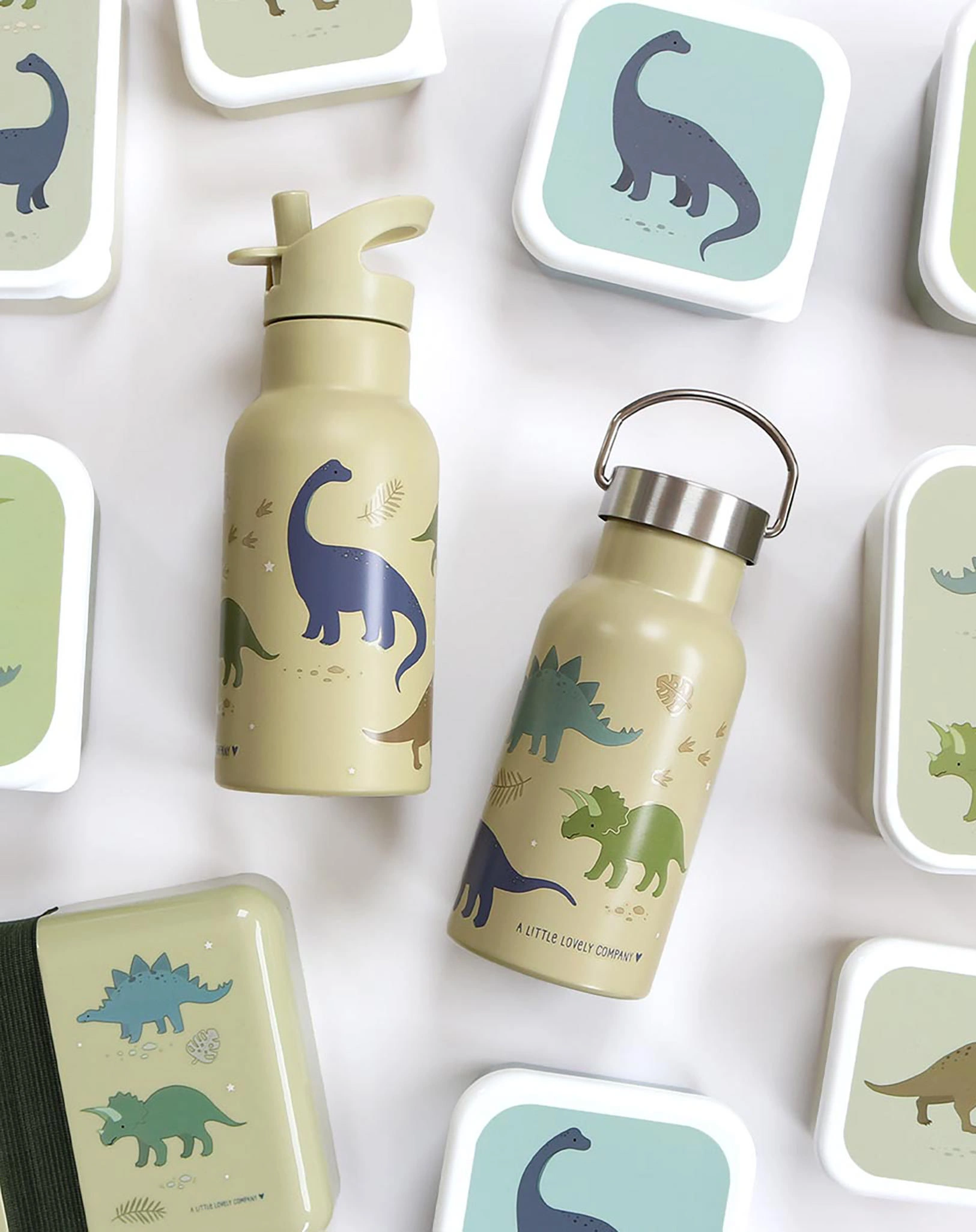 Edelstahl-Trinkflasche DINOSAURS (350ml) in hellgrün