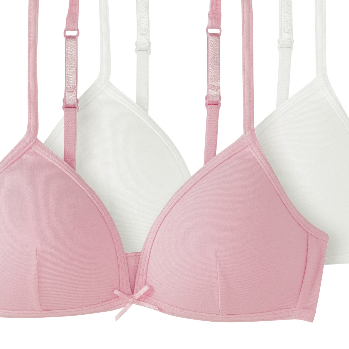 Famy 2 Mädchen BHs in verschiedenen Dessins rosa / weiss