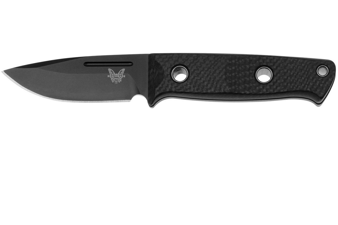 Benchmade Mini Bushcrafter 165BK Black Cerakote CPM-CruWear, Carbon Fiber, bushcraftmes, Sibert design
