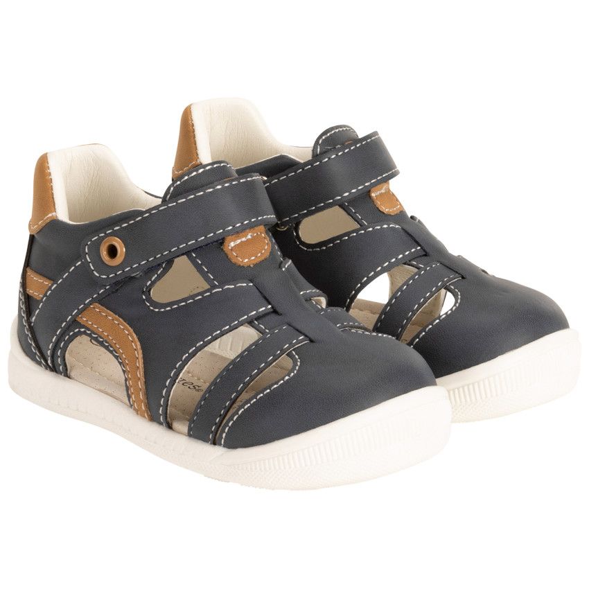 Sandales velcro à empiècements contrastés pour bébé garçon - Bleu marine