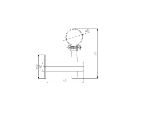 Wandbeugel voor leuning, roestvrij staal V2A, Ø 25 mm