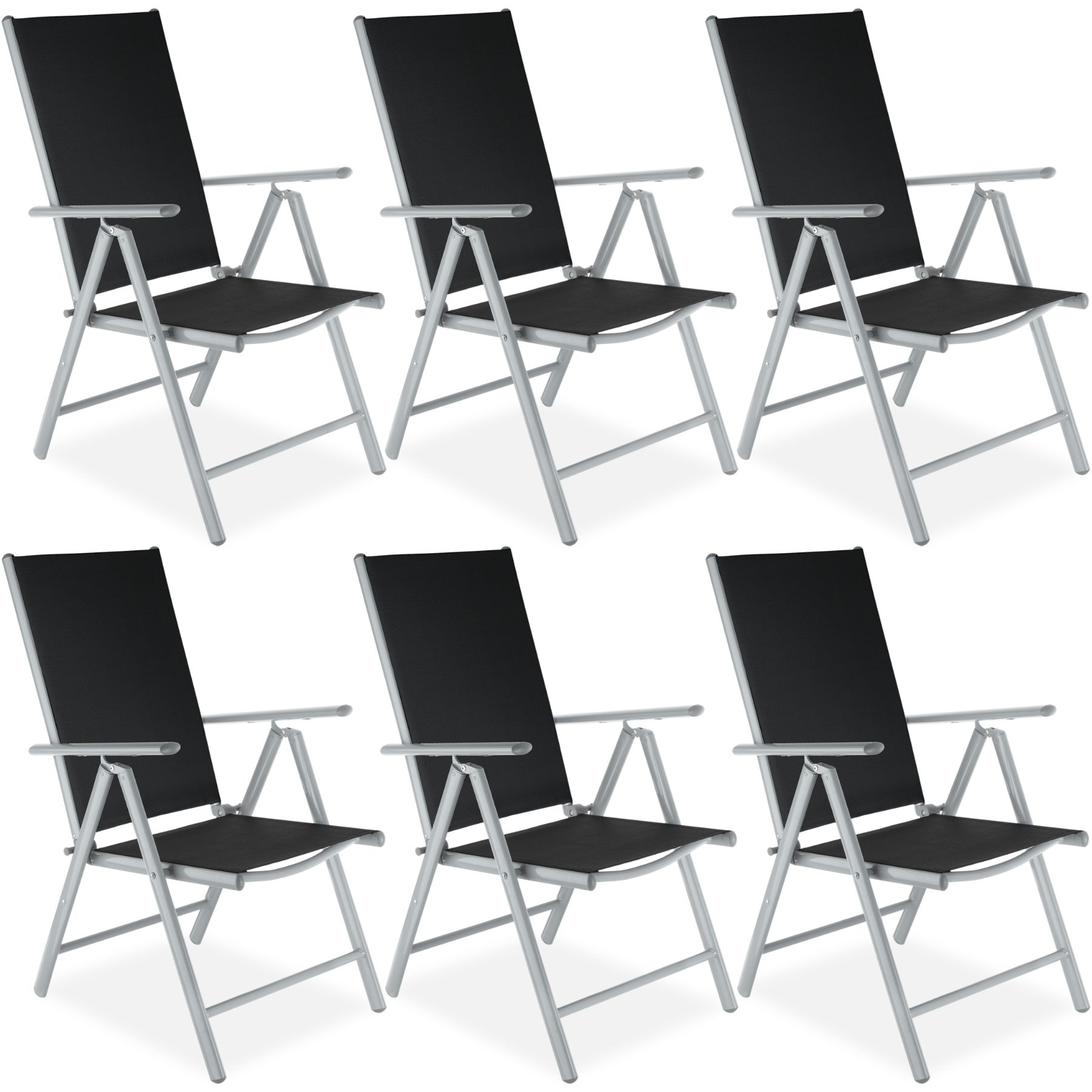 tectake® 6er Set Gartenstuhl, klappbar, 7-fach verstellbare Rückenlehne, 67 x 56 x 105 cm