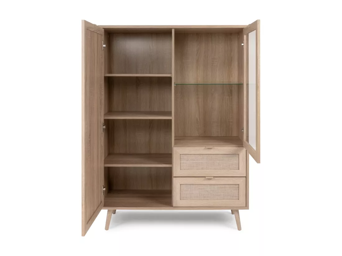 Vaisselier 2 portes 2 tiroirs H139 cm - Impression Rotin - BALI