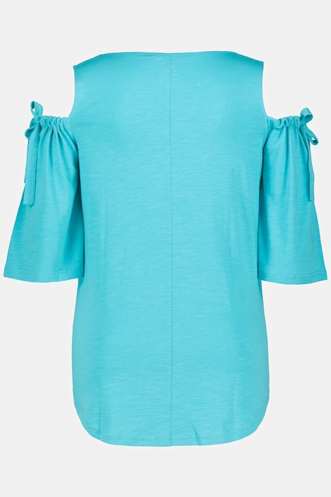 Shirt, Schulterschlitze, A-Linie, Rundhals, 3/4-Flügelarm