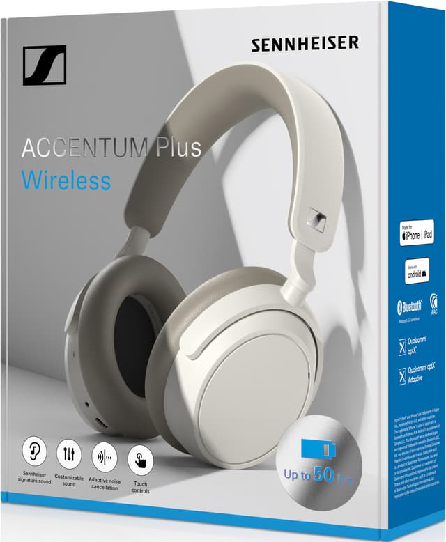 Sennheiser Accentum Plus trådløse around-ear høretelefoner (hvid)