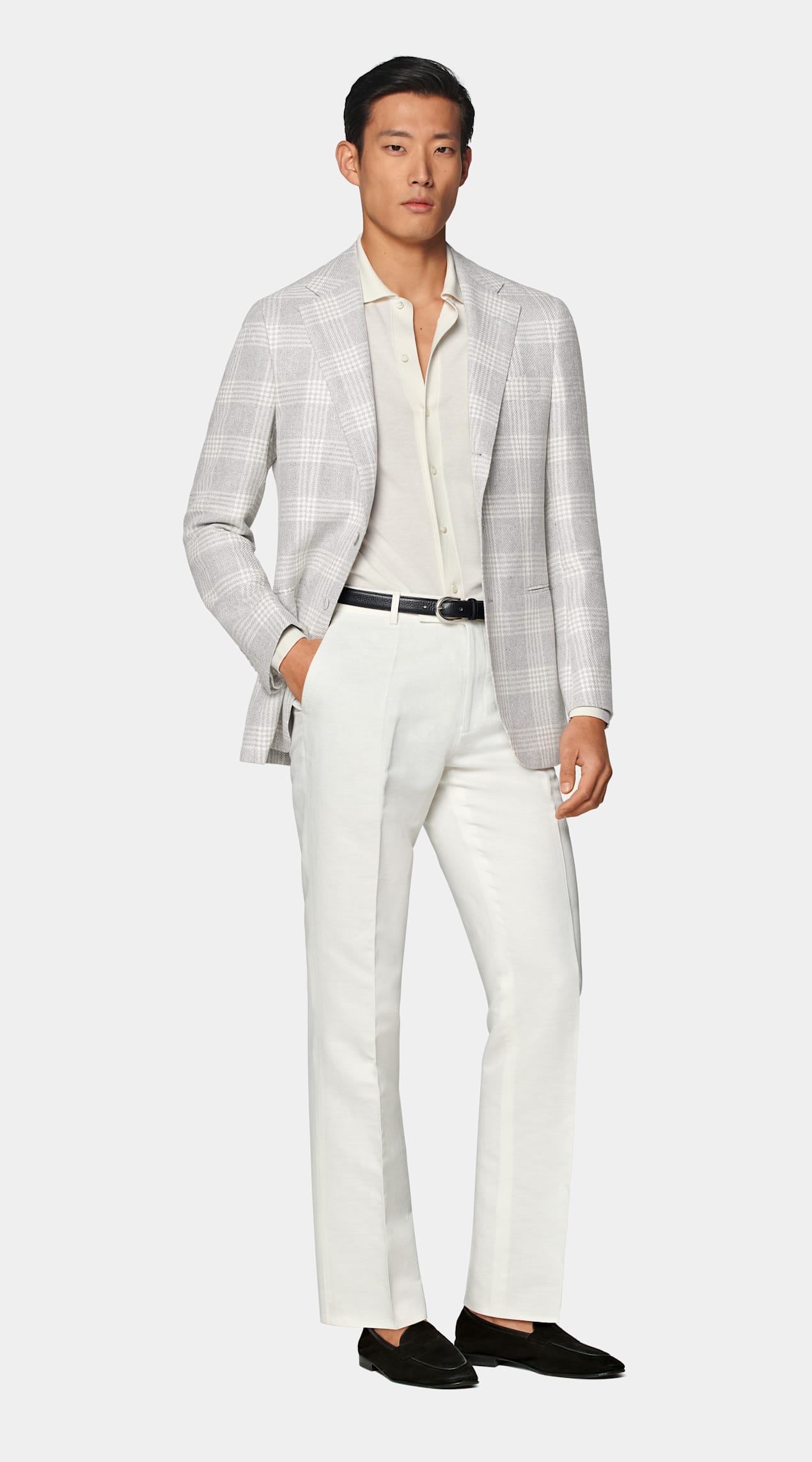 Blazer Havana coupe Tailored gris clair à carreaux