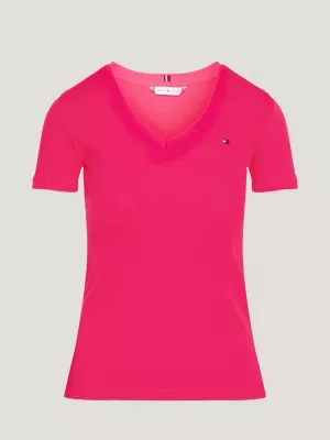 Camiseta de algodão orgânico com decote em V e modelagem slim.