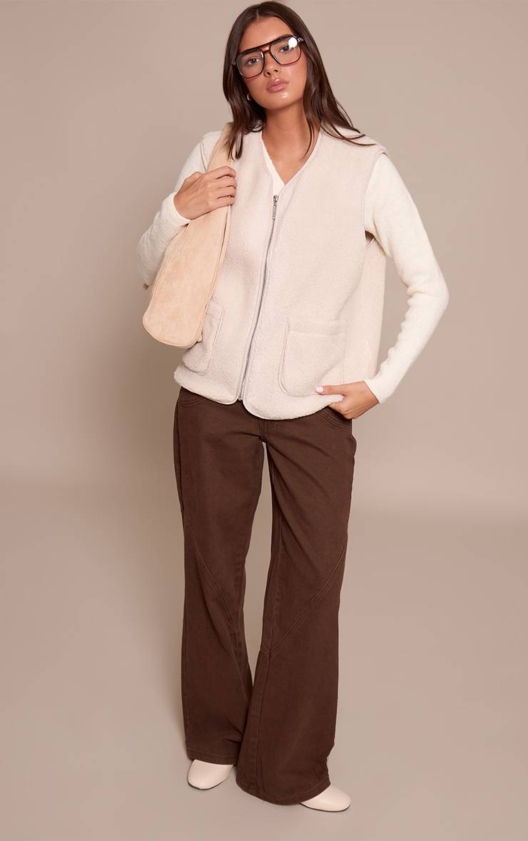 Marron Gilet Sans Manches En Synthétique