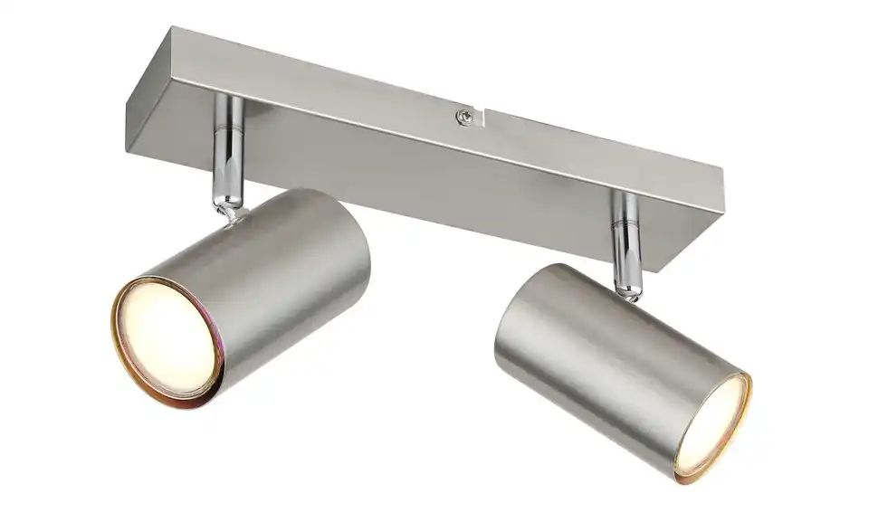 Deckenstrahler 12 cm 6 cm 2-flammig 26 cm silberfarben, edelstahlfarben, matt, verchromt