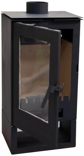Kaminofen holzofen ALAZ K8M Schwarz 9 kW, Kamin Heizofen Dauerbrandofen Holzofen, Кaminholz Hüttenofen, Кaminfeuer, Briketts Kamin, Fireplace Wood