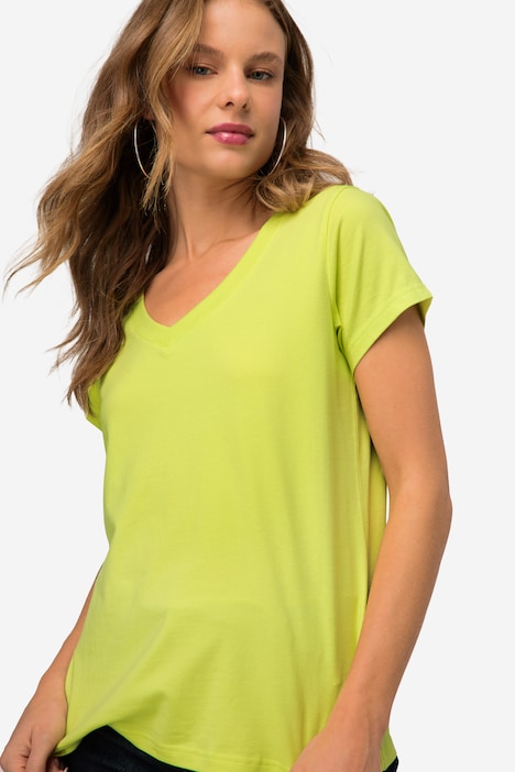 T-Shirt, kleiner Knoten Print, V-Ausschnitt, Halbarm, OEKO-TEX MIG