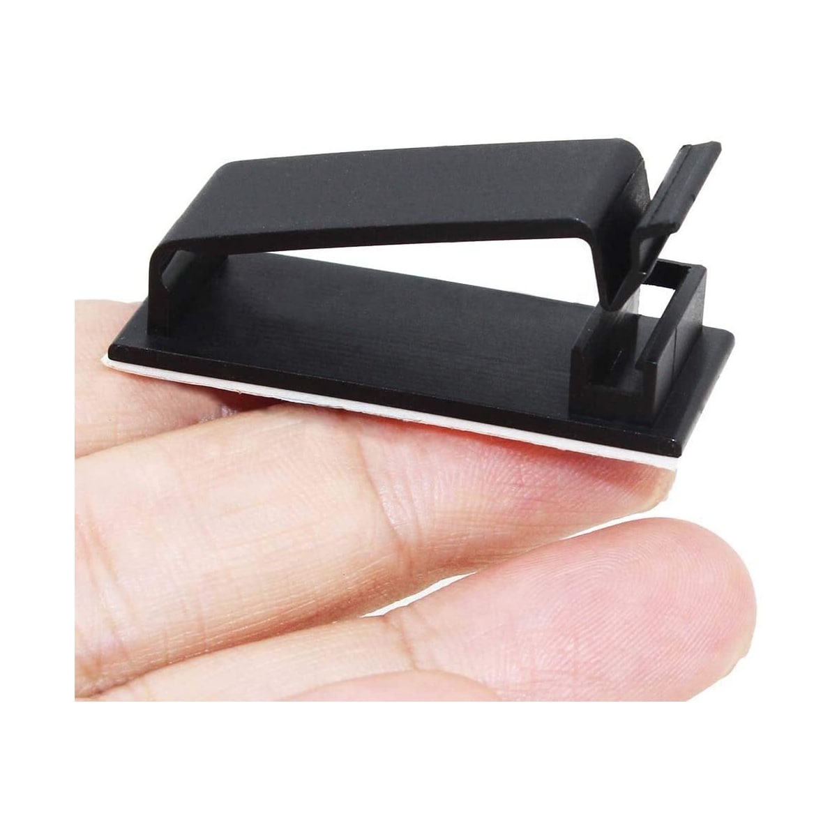 Selvklebende kabelholder for flere kabler 10-pakning Sort