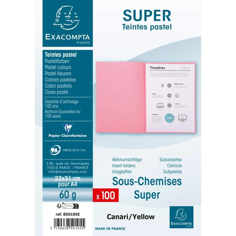 Paquet de 100 sous-chemises SUPER 60 - 22x31cm