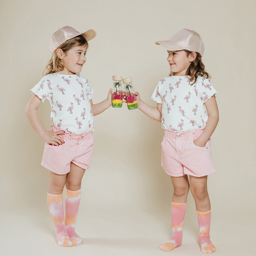 Petit boum sensorische fles spy - flamingo