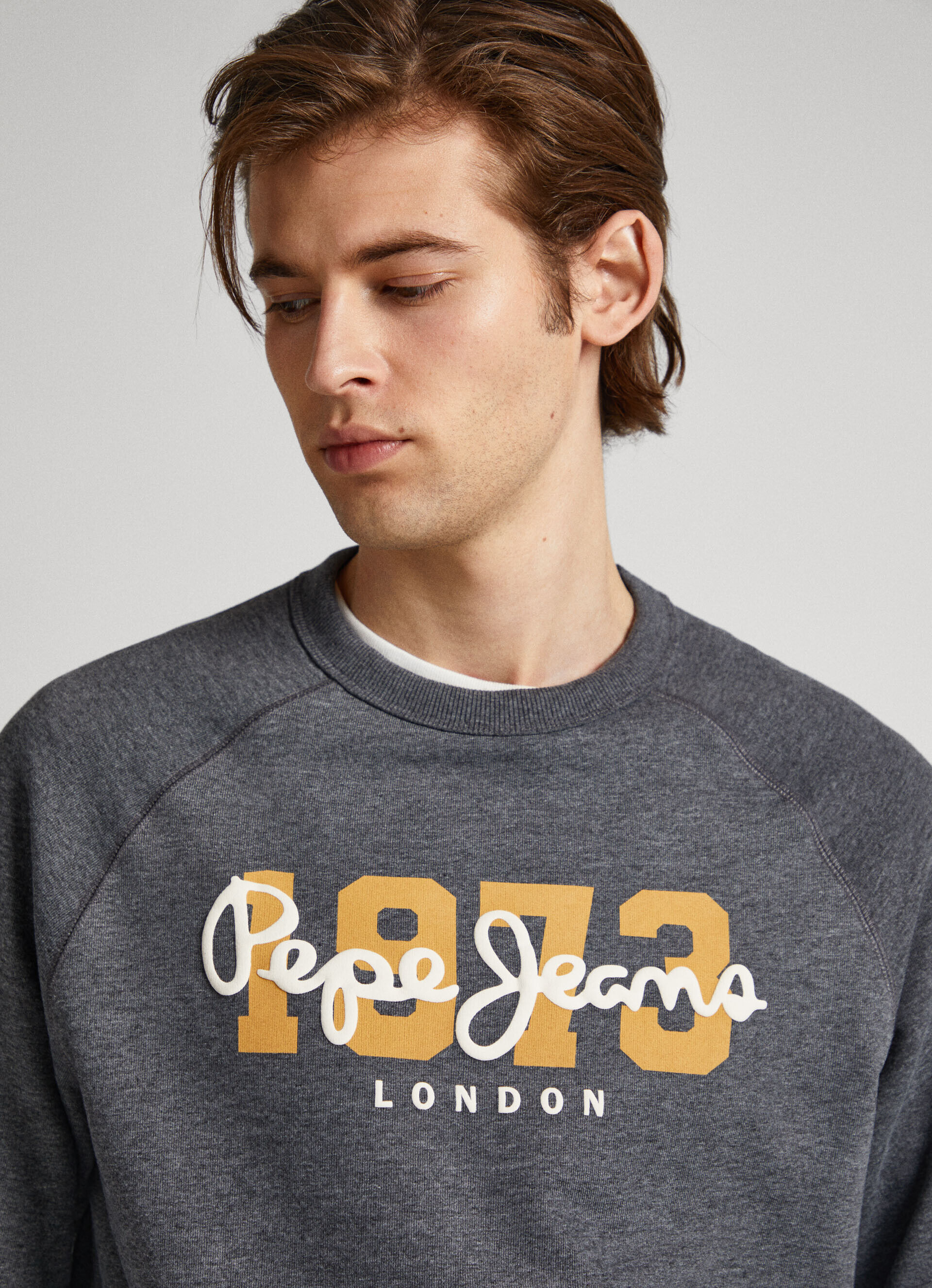 Moletom de algodão com logo estampado - cinza escuro