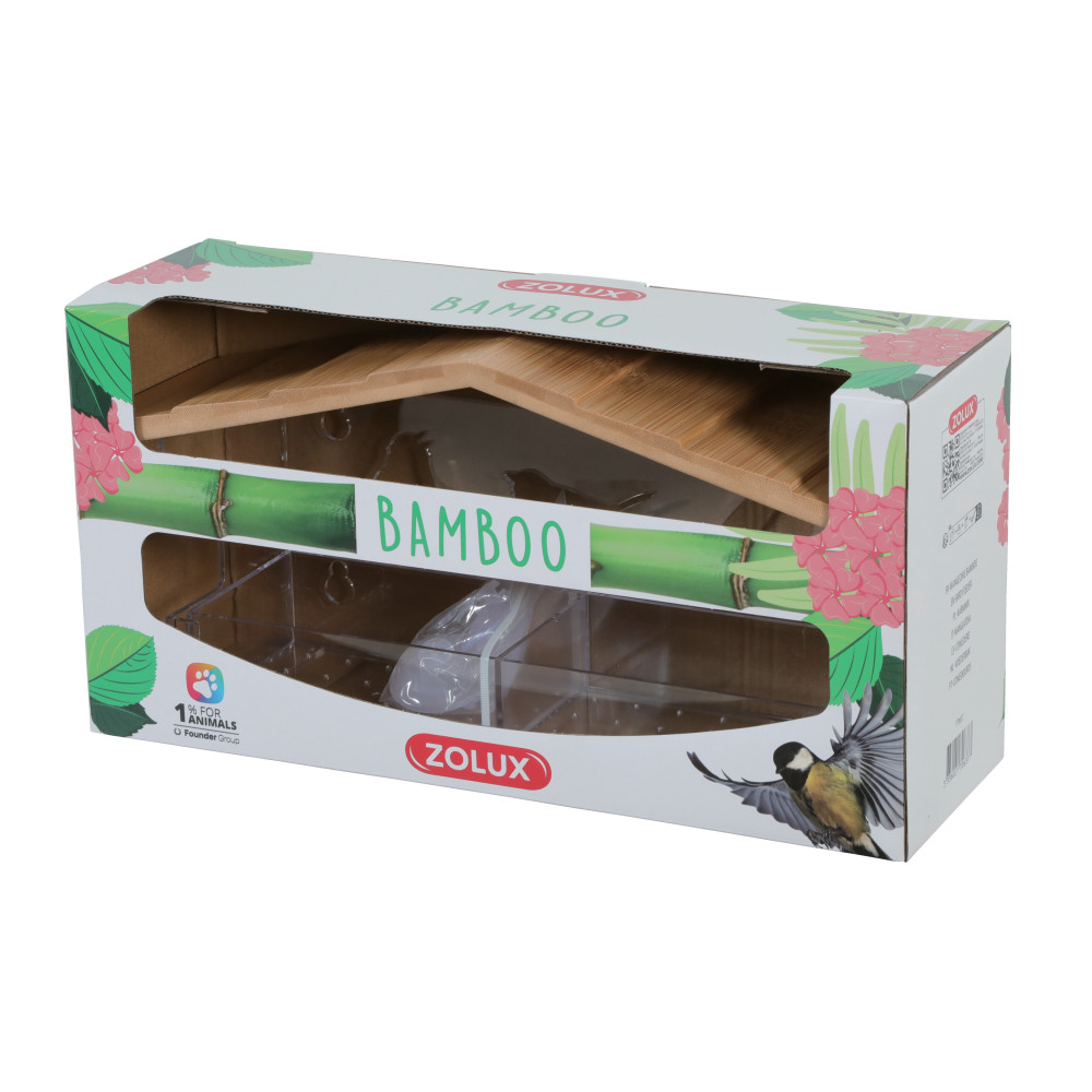 Mangeoire de fenêtre bamboo m, 36 x 12 x 18 cm pour oiseaux
