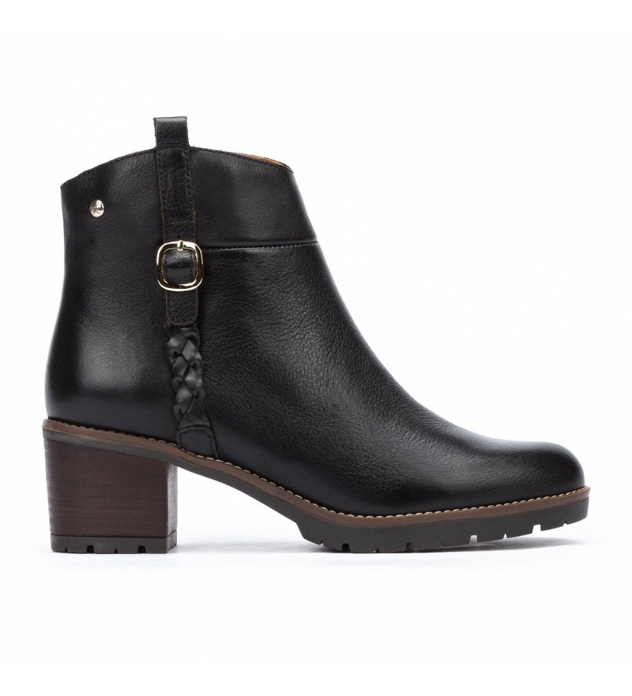 Botas de cano curto Pikolinos Llanes em couro preto - Altura do salto: 6 cm -