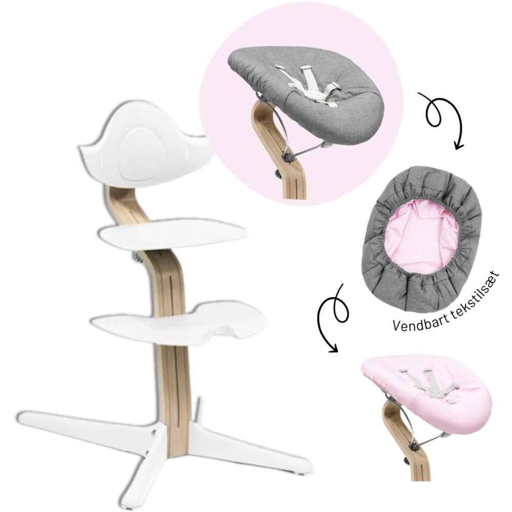 Køb Stokke® Nomi® Natural White Stol + White Grey Pink Newborn Sæt Bundle