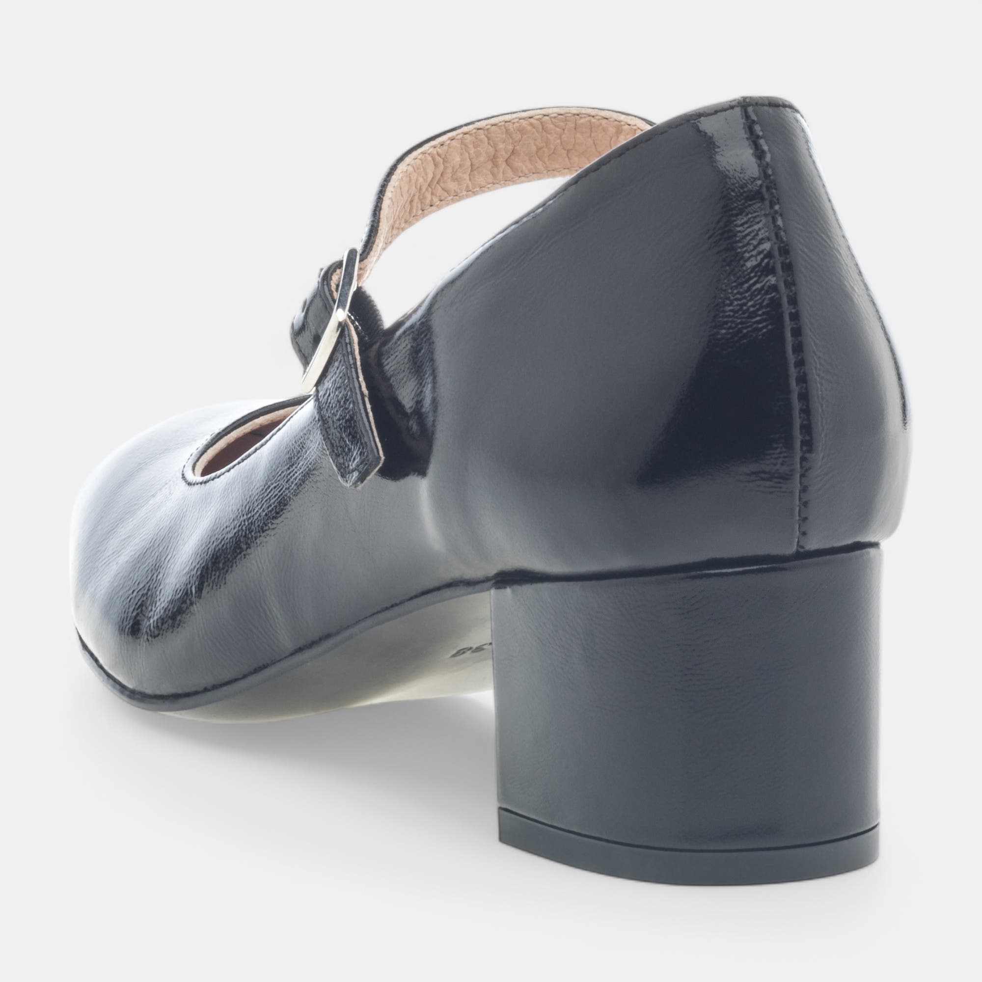 Babies à talon Femme en cuir noir vernis