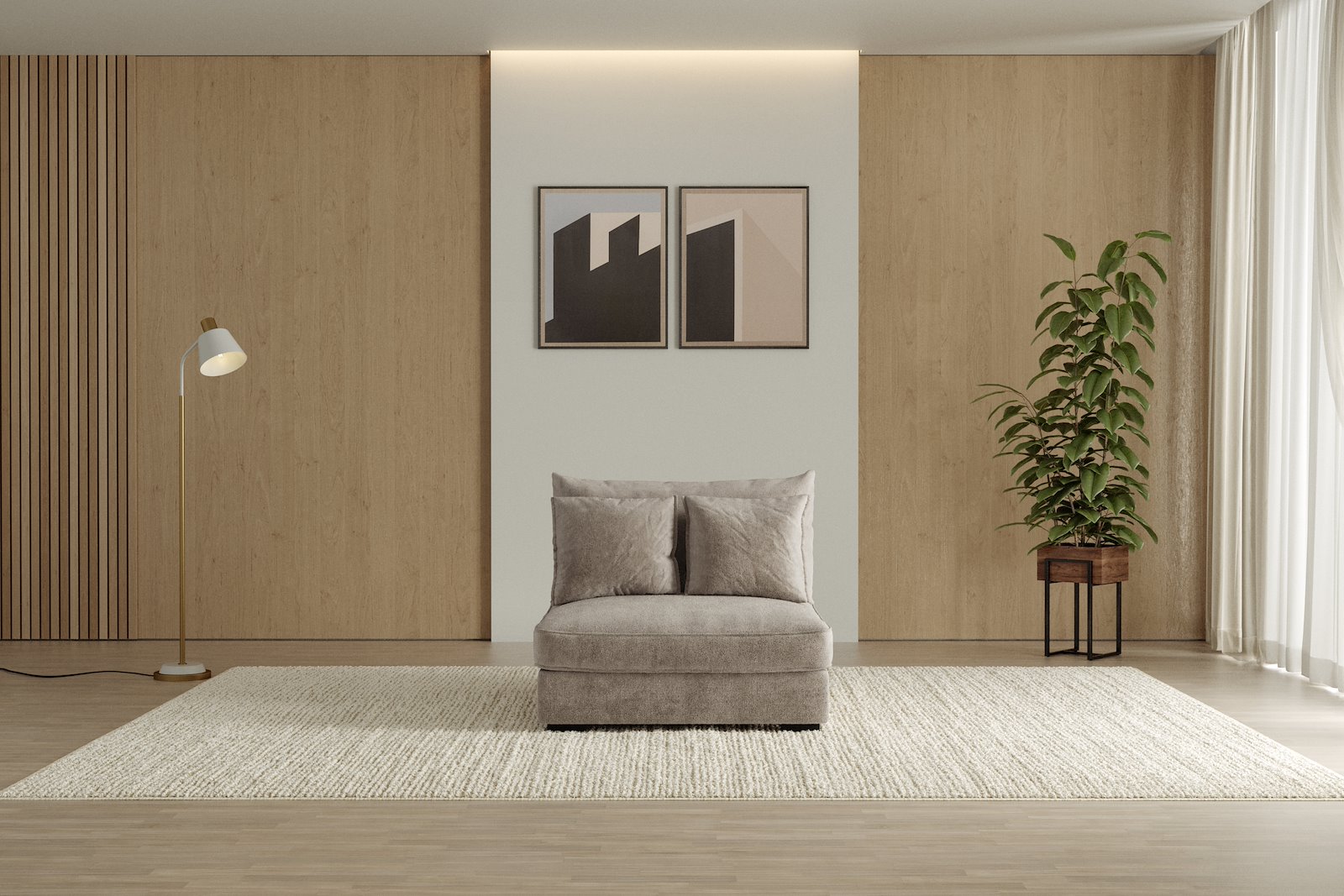 Rossi Lux 1,5-seter stol Tekstil Genesis 4 Beige med sorte ben. Lux Komfort.
