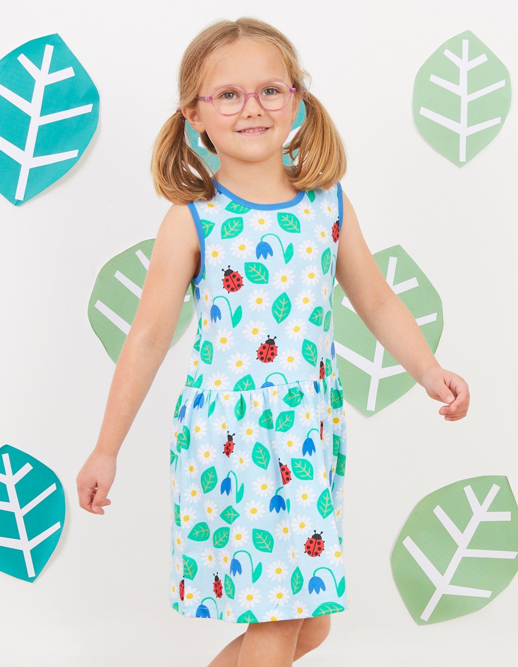 Toby Tiger Kleid mit Marienkäfer und Blumen Print