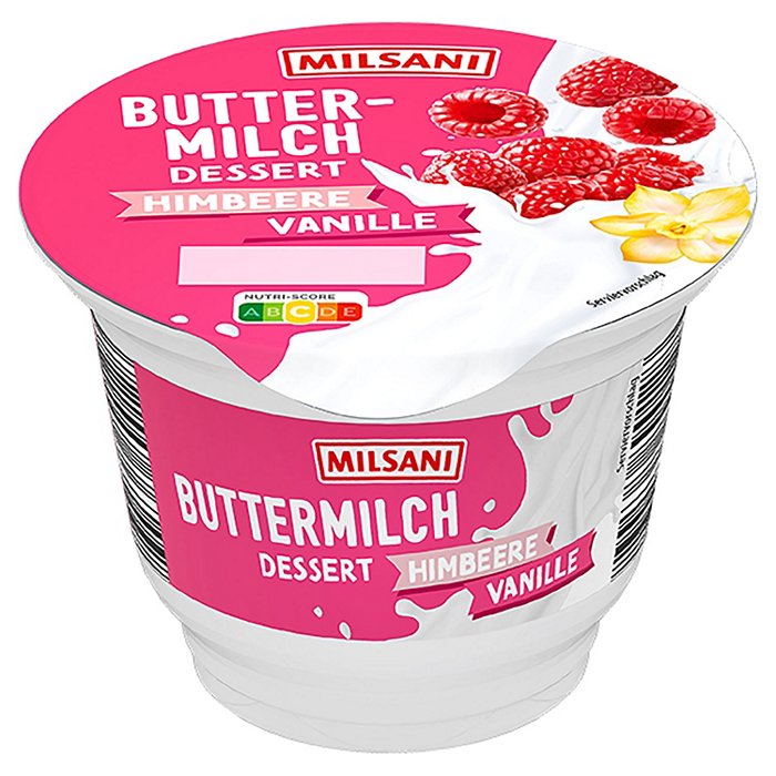 MILSANI Fruchtbuttermilch Dessert 200 g, Himbeere-Vanille