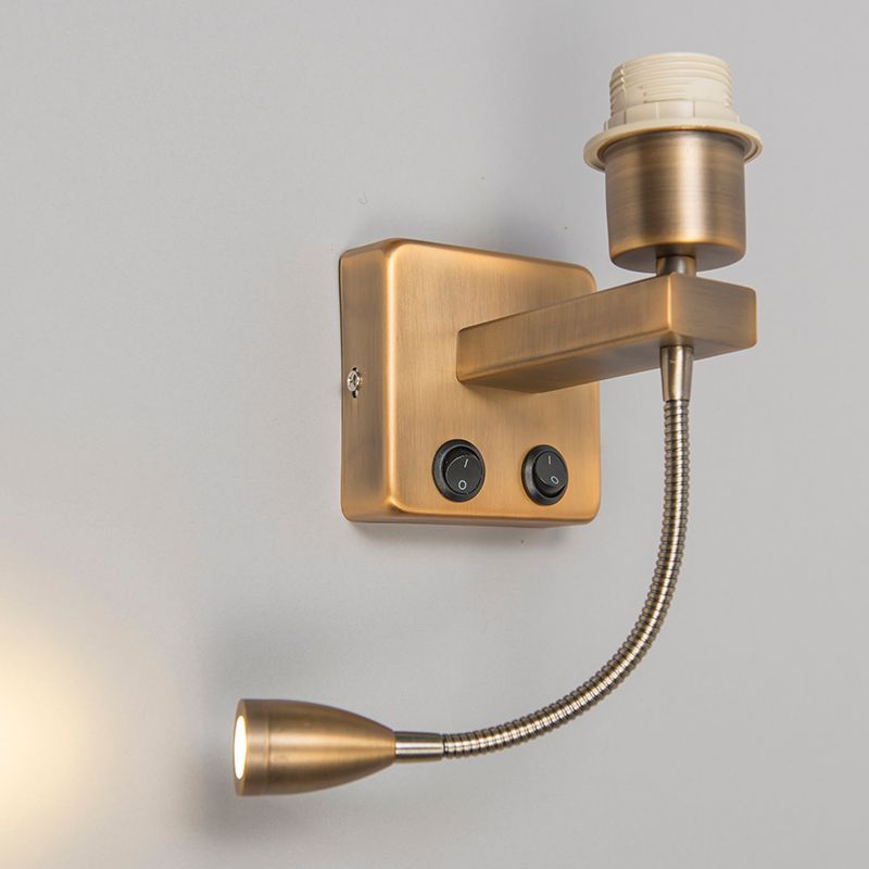 Wandlamp brons incl. LED met leesarm - Brescia Combi