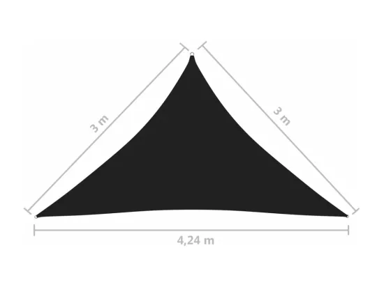 Voile de parasol tissu oxford triangulaire 3x3x4,24 m noir