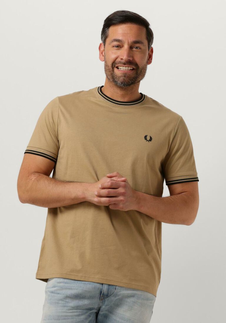 FRED PERRY khaki fred perry t-shirt twin tipped t-shirt