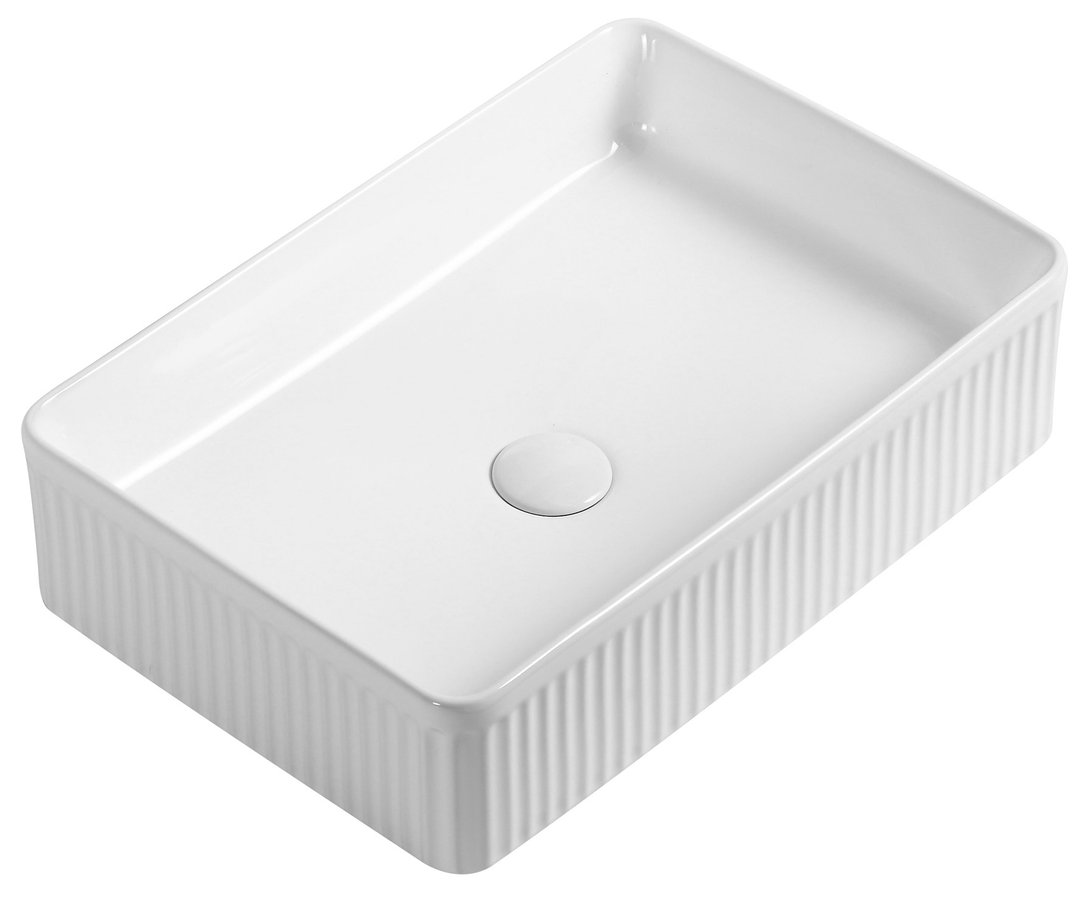 Sapho Picobello waskom rechthoekig met ribbel 50x35cm wit