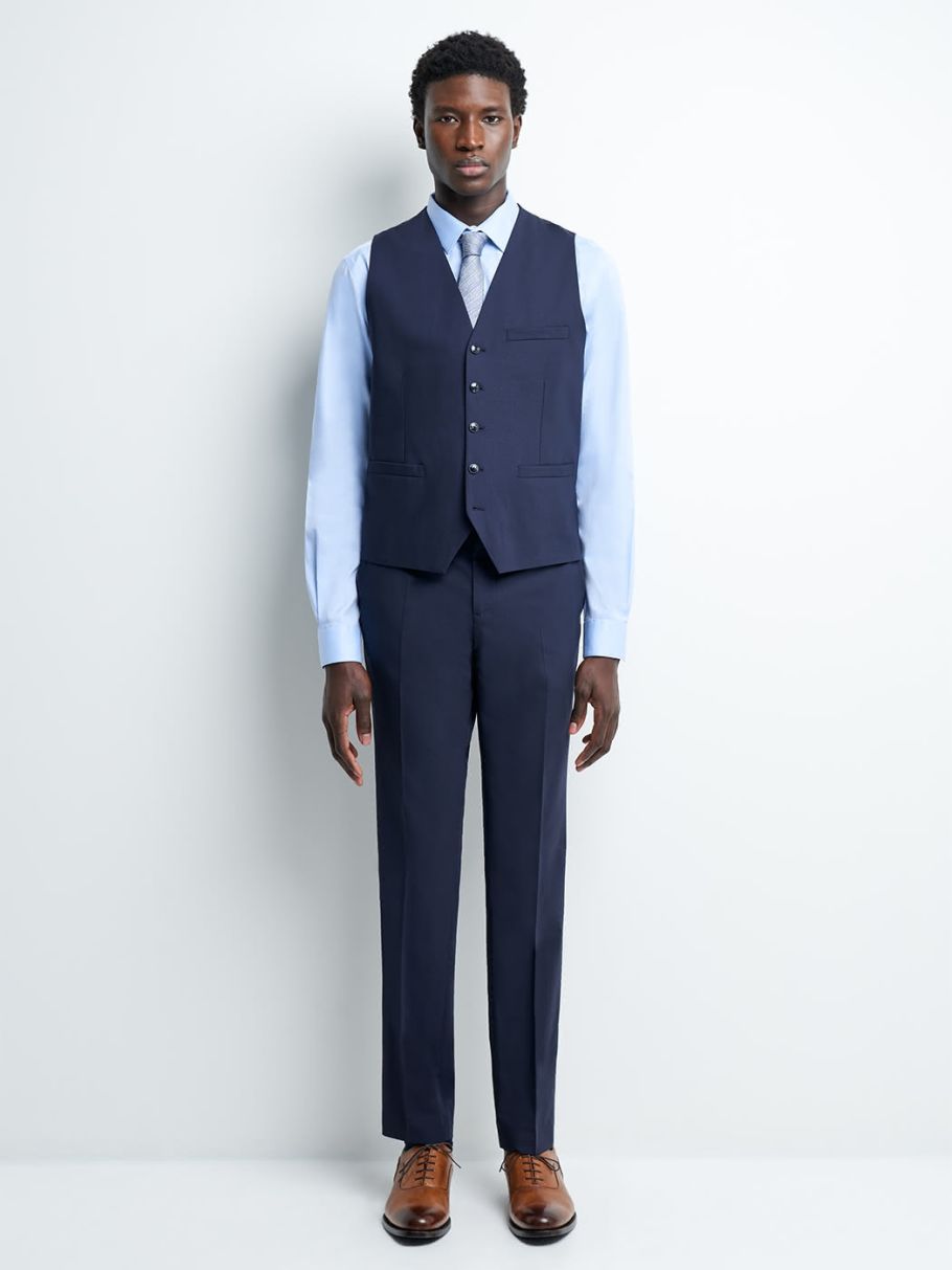Gilet coordonnable en laine bi-stretch