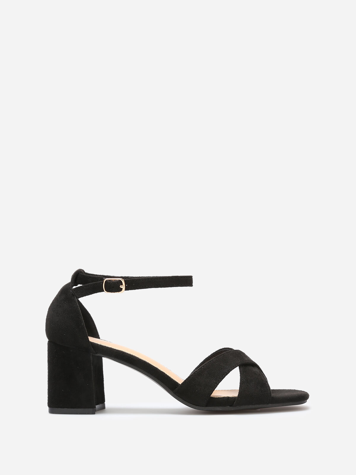 Sandales en suédine à brides croisées- Noir