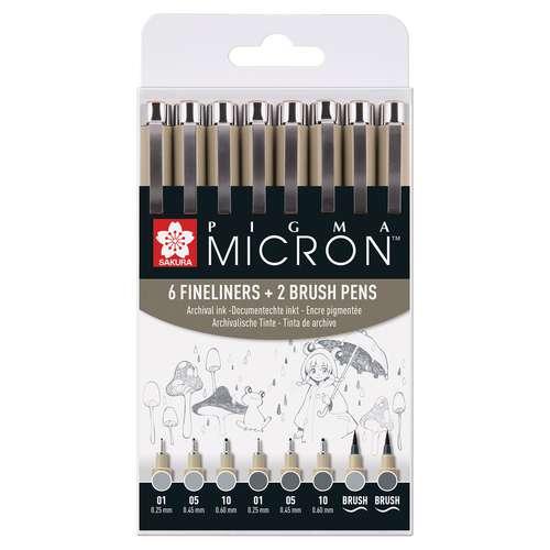 SAKURA® Pigma Micron™ Fineliner-Sets, Grautöne