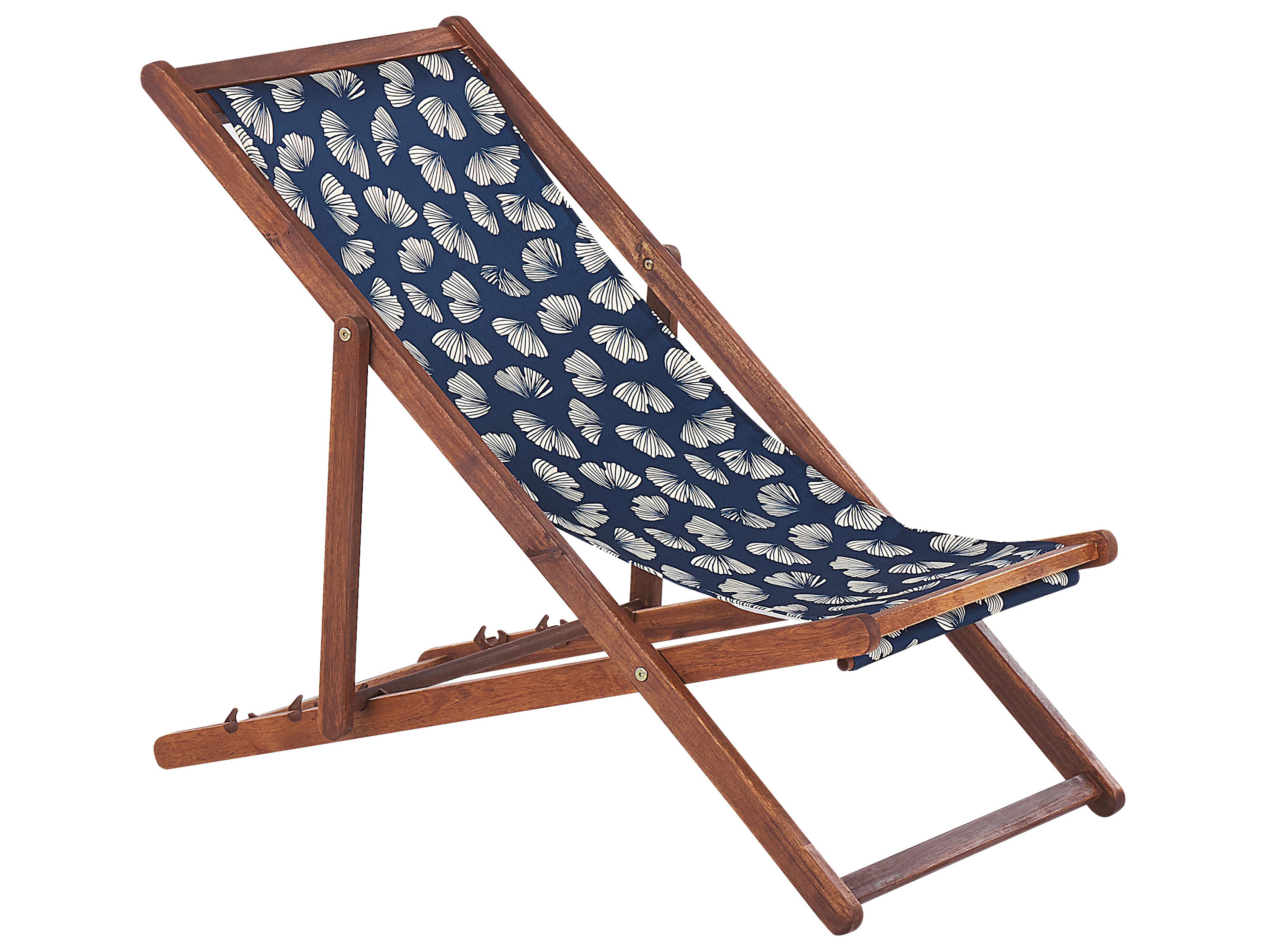 Set van 2 inklapbare ligstoelen ANZIO met vervangingshoezen Bloemen motief Acaciahout Donkerbruin