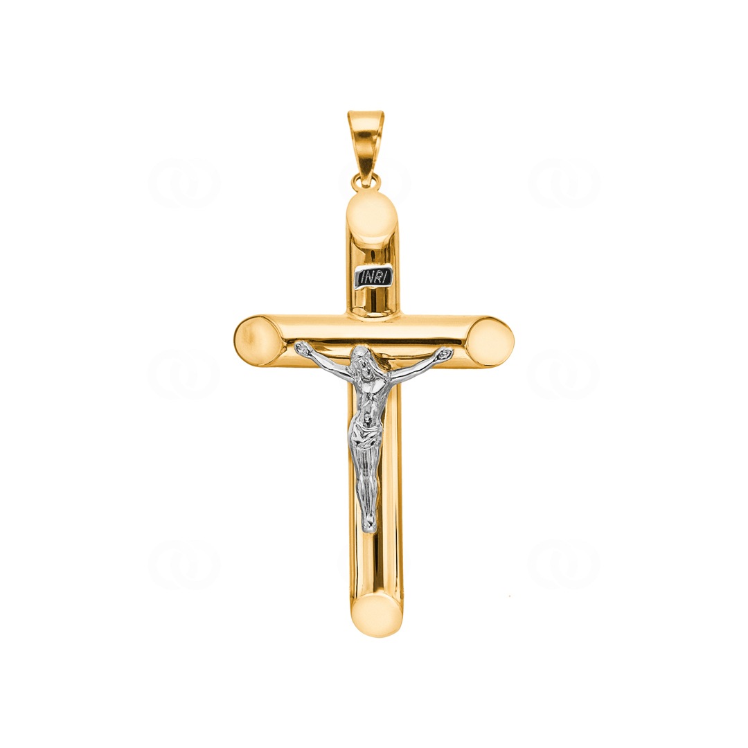 Anhänger 750/18 K Gelbgold Kreuz mit Jesus 50 x 30mm
